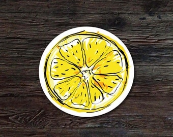 Lemon Decal - Lemon Vinyl Sticker - Drawn Lemon Decal - Car Window Decal - Laptop Sticker - Tumbler Decal