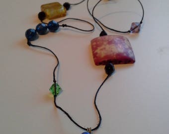 Multi coloured bead necklace with eye pendant