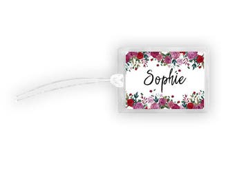 Floral Luggage Tag, Personalized Luggage Tag, Luggage Tag Monogram, Floral Tag, Personalized Travel, Custom Name Tags, Suitcase Tag,