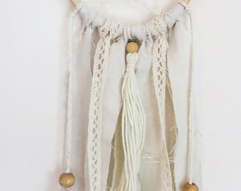Natural Small Boho Tassel Dreamcatcher Wall Hanging, Custom-sized, Nursery, Wedding, Home Decor