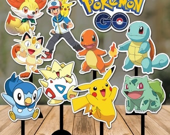 Pokemon GO Centerpieces Double sided - 10 Pokemon Centerpiece -Pikachu Centerpiece - Pokemon Decoration - Pokémon printable Instant Download