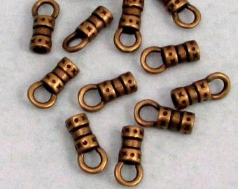 Cord End With Loop, 2 MM, Antique Brass, 12 Pieces AB109