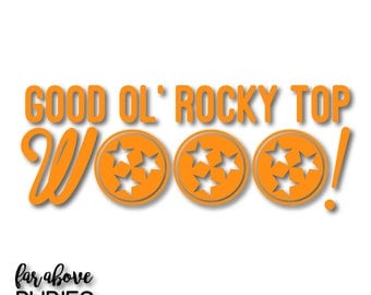 Good Ol' Rocky Top Wooo! TN Tri-star - SVG, EPS, dxf, png, jpg digital cut file for Silhouette or Cricut Tennessee