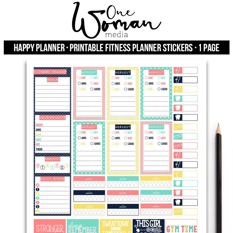 Exercise Stickers Printable Planner Stickers Gym Happy