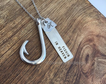 Fishing in Heaven Necklace Remembrance Necklace Gifts Fishing Hook Necklace Fishing Jewelry Gifts Heaven Fishing Hook Remembrance