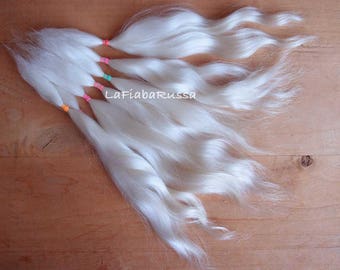 Mohair locks straight Doll Hair White cream long 9-10 in Combed for reroot Reborn blythe pullip pukifee lati. lafiabarussa