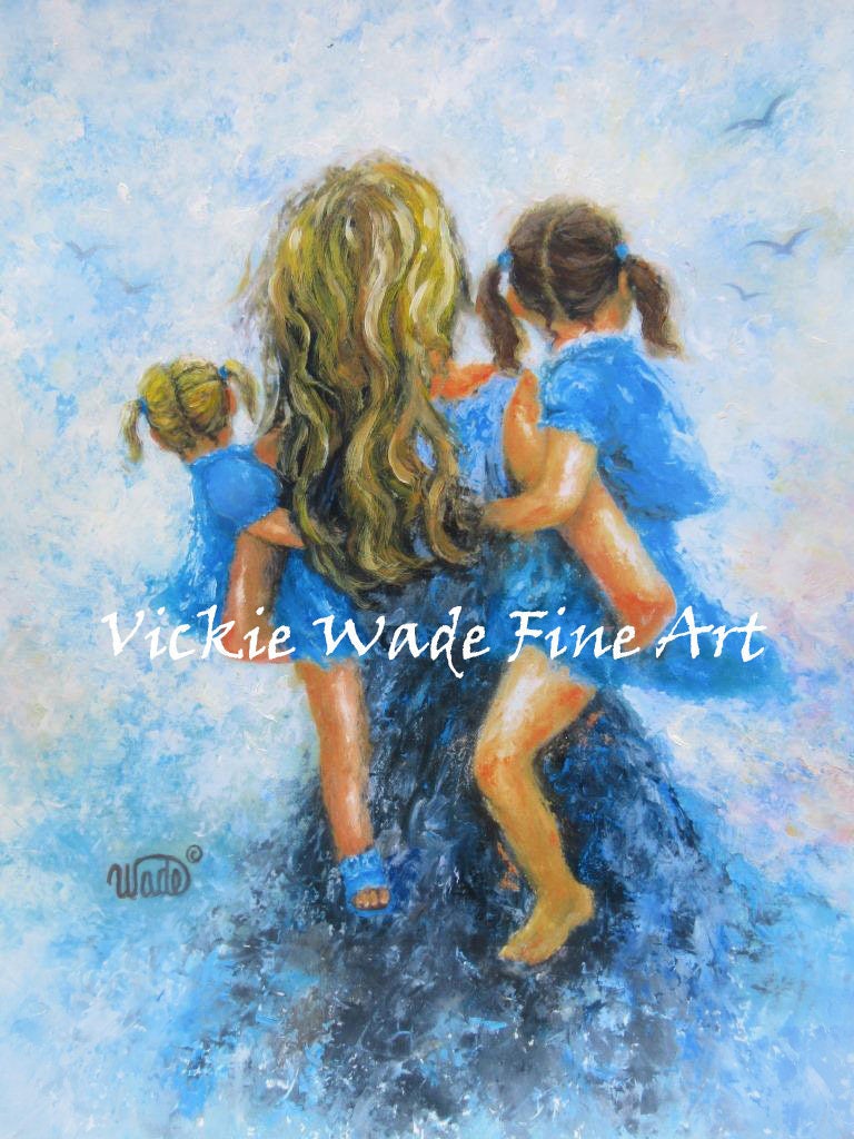 Mother Two Daughters Art Print mother paintings mom two