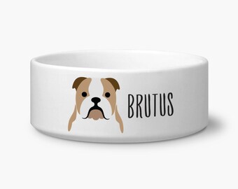 Personalize dog bowl, Bulldog food bowl personalized custom name