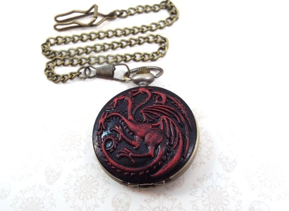 Targaryen Dragon Sigil Quartz Pocket Watch - Fire & Blood - Neo-Victorian Steampunk by SPDJewelry steampunk buy now online