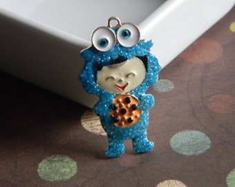 Cookie Monster Rhinestone Pendant Bubble Necklaces Sesame Street Key Chains Zipper Pulls Bubblegum Jewelry Ornaments Charms Child in Costume