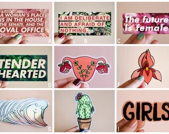 Feminist Sticker Pack- Vinyl Illustrated Feminist Gift Weatherproof Waterproof Decal Bumper Sticker Flair