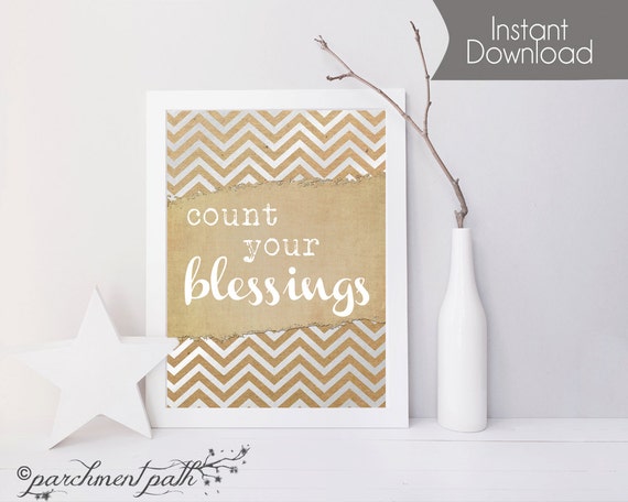 Count Your Blessings Wall Art Quote Printable poster Wall