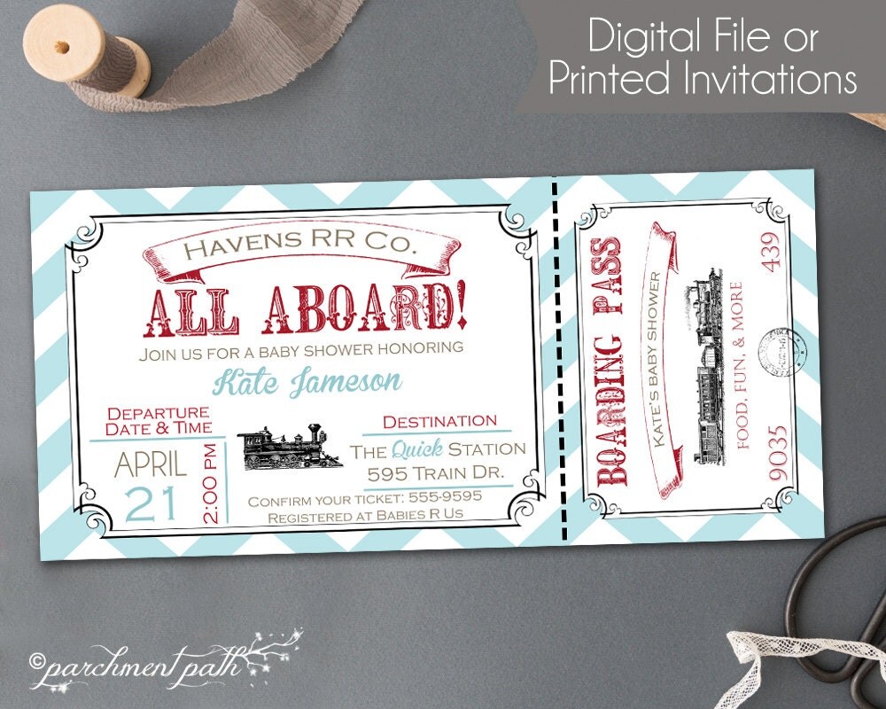 Train Baby Shower Invitation Vintage Train Invitation All