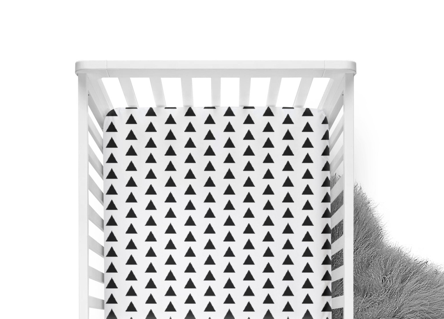 Fitted Crib Sheet Black Triangle ModFox Exclusive Black