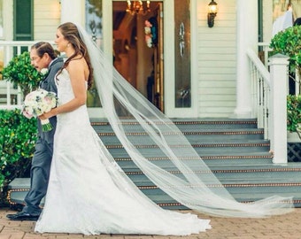 Ivory cathedral veil chapel length wedding veil