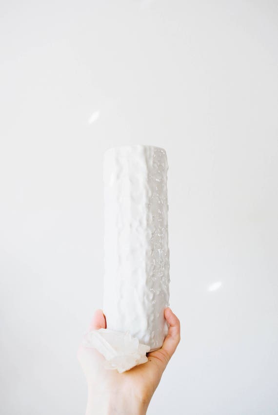 Mid Century Modern Glazed White Porcelain Tree Vase // Bohemian Home Decor // Winterling