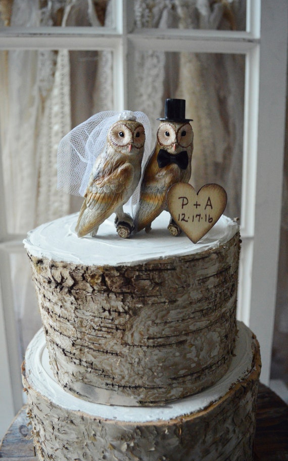 Weddingcake topperowlbride and by on Etsy