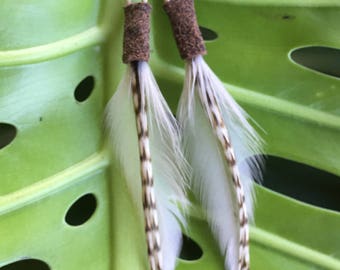 Earthy Feather Earrings, Boho Feather Earrings, Pixie Feather Earrings, Petite Feather Earrings,