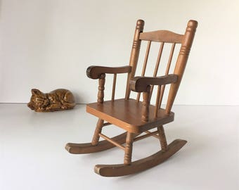Doll Rocking Chair, Vintage Wooden Rocker, Toy Rocking Chair, Heritage Mint Rocking Chair, Toy Furniture, Doll Furniture