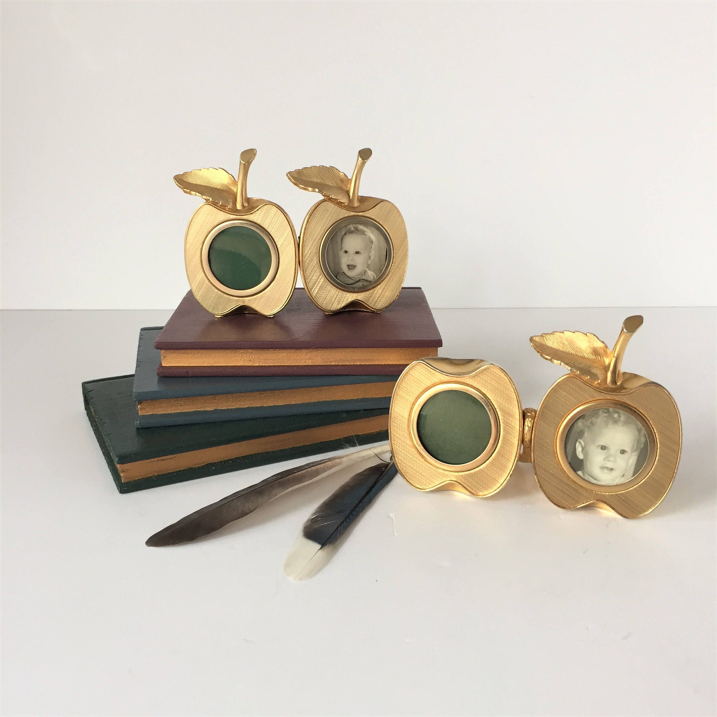 Apple Picture Frames Vintage Gold Metal Apple Frames