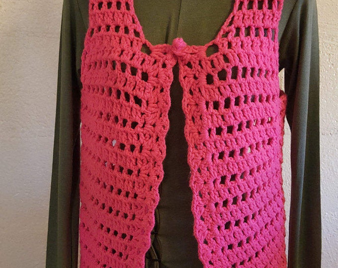 Hot Pink Handmade Vintage Crochet Vest 1970s