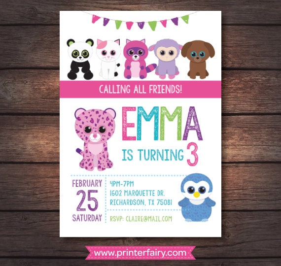 Beanie Boo Party Invitations 3