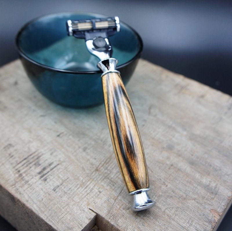 Wooden Razor Handle in EBONY Wood Custom Razor Shaving Set
