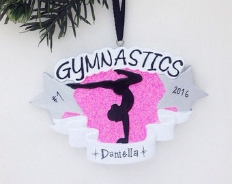 FREE SHIPPING Girl Gymnastics Personalized Christmas Ornament / Gymnastics Ornament / Hand Personalized Christmas Ornament