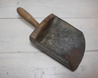 Primitive Wood and Metal Grain Scoop - Vintage Feed Scoop