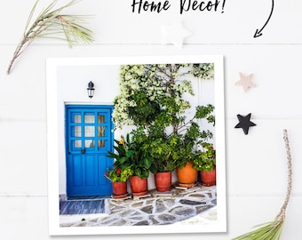 Bathroom wall art, travel photography, Greece photography, travel wall prints, door print, digital printable square photo, instant download