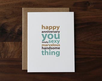 Anniversary Card for Husband or Boyfriend - Flattering Card for Him, Husband, Boyfriend, Partner - Totally Sexy, Marvelous, Handsome - 030