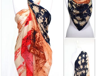 American Flag Scarf, Fourth Of July,July 4th,Independence Day,US Flag Scarf Man Woman Fashion Accessory Women Men Gift Ideas For Her For Him