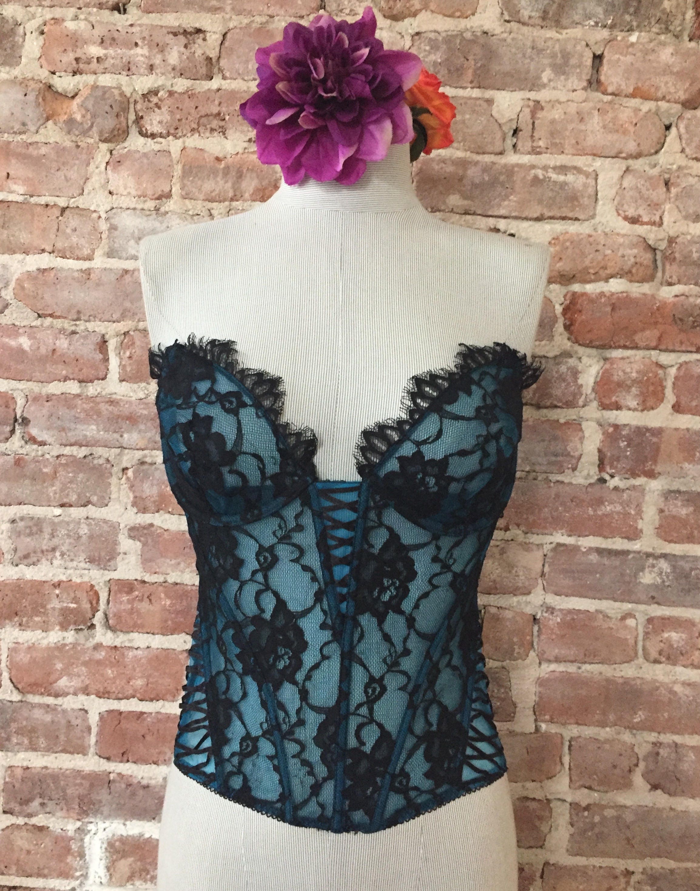 36C /Victoria's Secret Bustier / Black and Green / Long