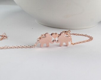 Lucky Elephant Bracelet In Rose Gold, Good Luck Charm, Couple Bracelet, Elephant Jewelry, Lovers jewelry,Lovers braceletLucky Charm Gift