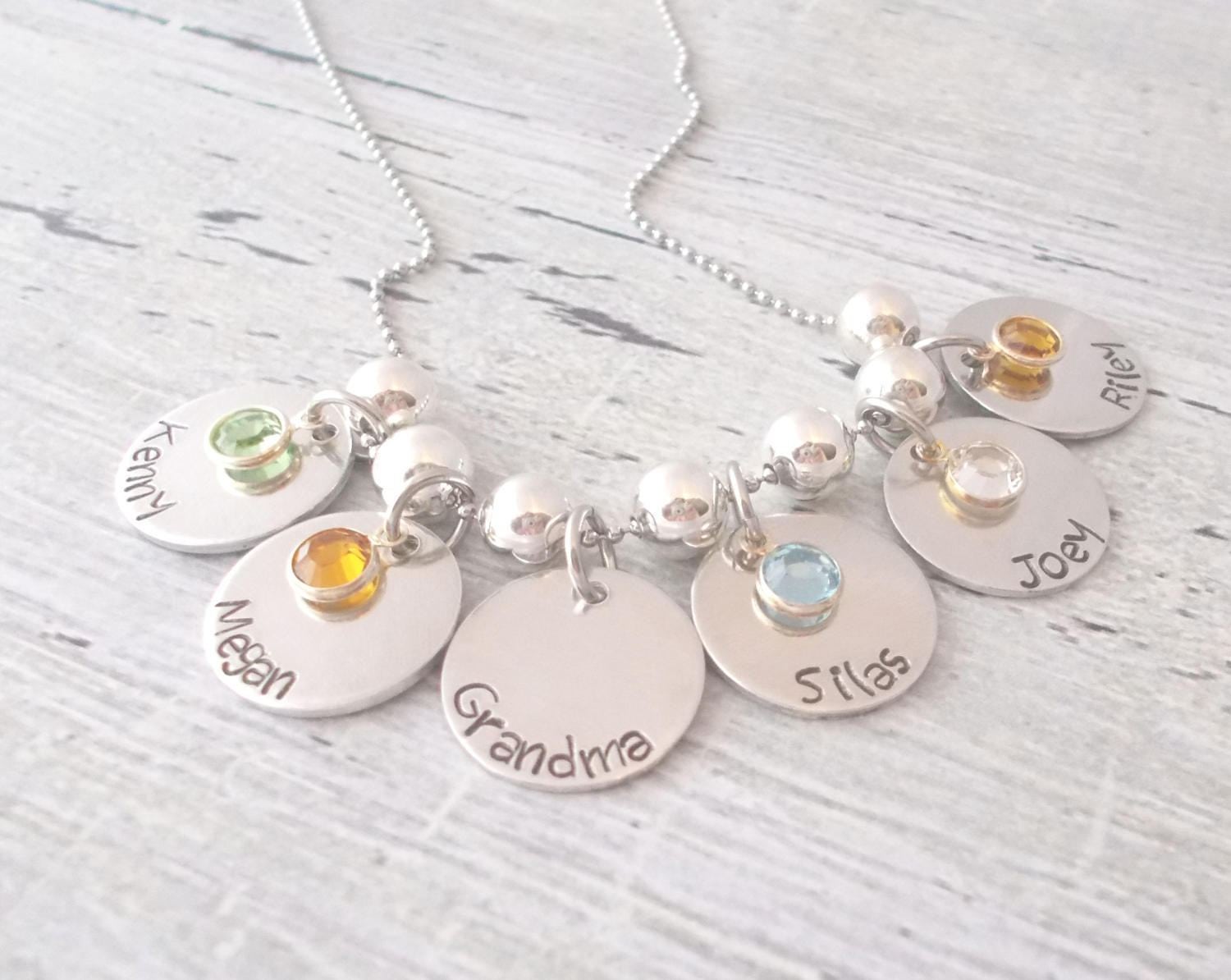 Personalized Mom Necklace Grandma Family Necklace Name and