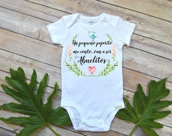 Spanish Pregnancy Reveal, Abuelitos, Baby Gift to Grandparents, Cute baby bodysuit, Cute Baby Gift, Spanish Baby Reveal to Parents,