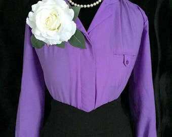 Lavender Vintage Long Sleeved Button Up Blouse