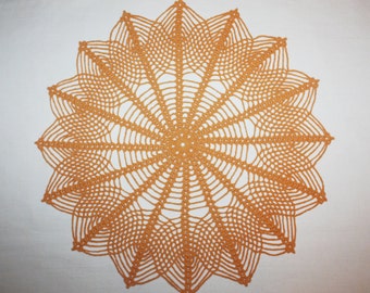 Peach Crochet Doily, Lace Doily, Pineapple Doilies, Cotton Doily, Crochet Centerpiece, Table Topper, 14 inches doilies