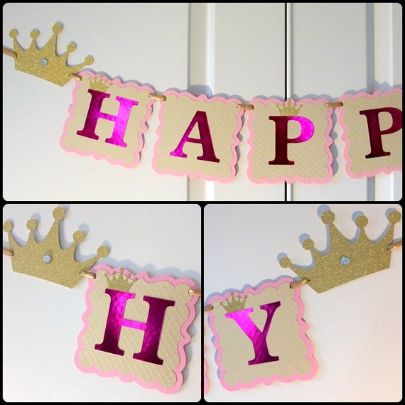 Princess Birthday Banner Princess Banner Crown Banner