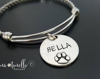 Animal Bracelet, Paw Print Bracelet, Dog Lover Jewelry, Cat Lover Jewelry, Pet Memorial Jewelry, Dog Mom Jewelry, Cat Mom Jewelry, TW