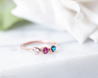 Triple birthstone ring - Triple stone ring - 3 birthstone ring - Three birthstone ring - Personalized birthstone ring