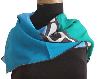 Hand painted crêpe de chine silk scarf