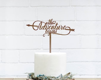 Customized Wedding Cake Topper, Personalized Cake Topper for Wedding, Custom Personalized Wedding Cake Topper,Adventure Begins Cake Topper6