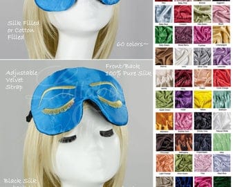 Silk sleep mask, audrey hepburn, holly golightly, breakfast at tiffanys, closed eyes, slumber party, bridal party, gift for her, spa, rme5