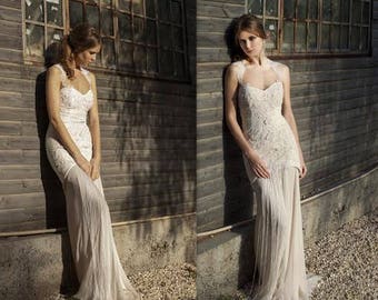 Elegant French Lace Wedding Dress, Bridal Dress, Wedding Dress, Boho Wedding Dress, handmade wedding dress, bridal gown, wedding dress lace
