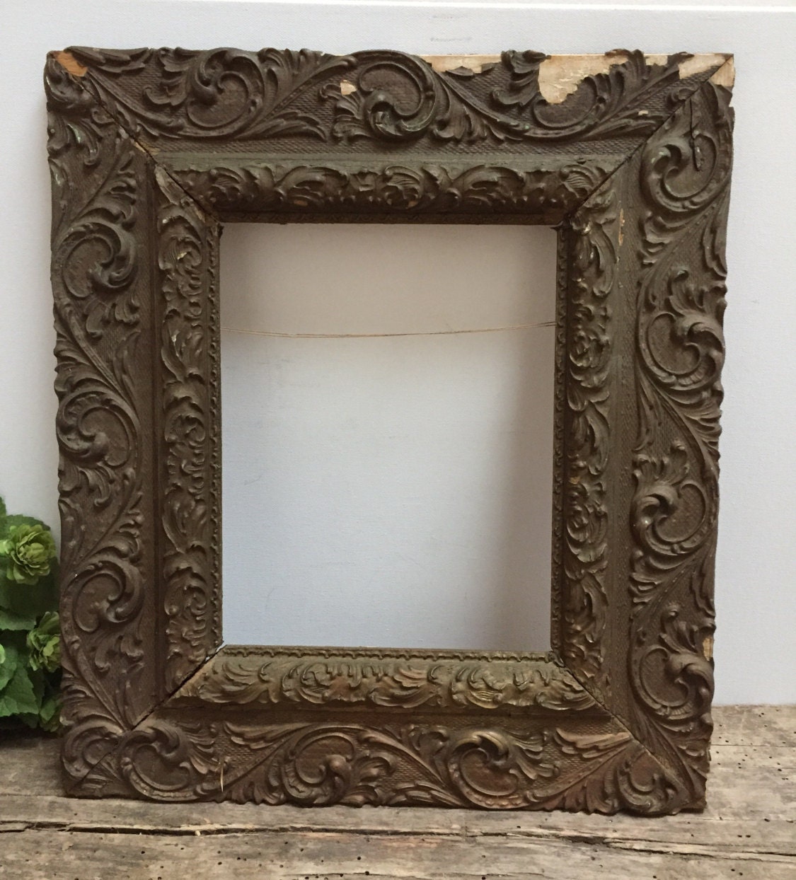 Antique Dark Gold Wooden Picture Frame Plaster Molding Vintage Wall ...