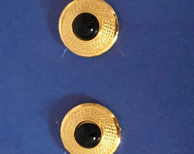 Vintage Hattie Carnegie Fashion Snaps and Clip On Earrings - Gold and Black Slide Over Rings - Cuff Links or Buttons - New Old