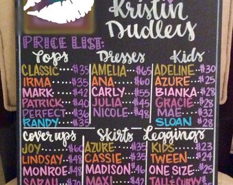 Independent business consultant hand painted chalk art price list display pop up sign