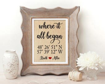 Where it All Began | Where it All Began Coordinates | Engagement Gift | Unique Wedding Gift for Couple | Personalized Wedding Gift