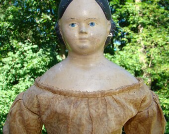 1800s Greiner Type Papier Mache Shoulder Head Doll 20 Inch Estate Find